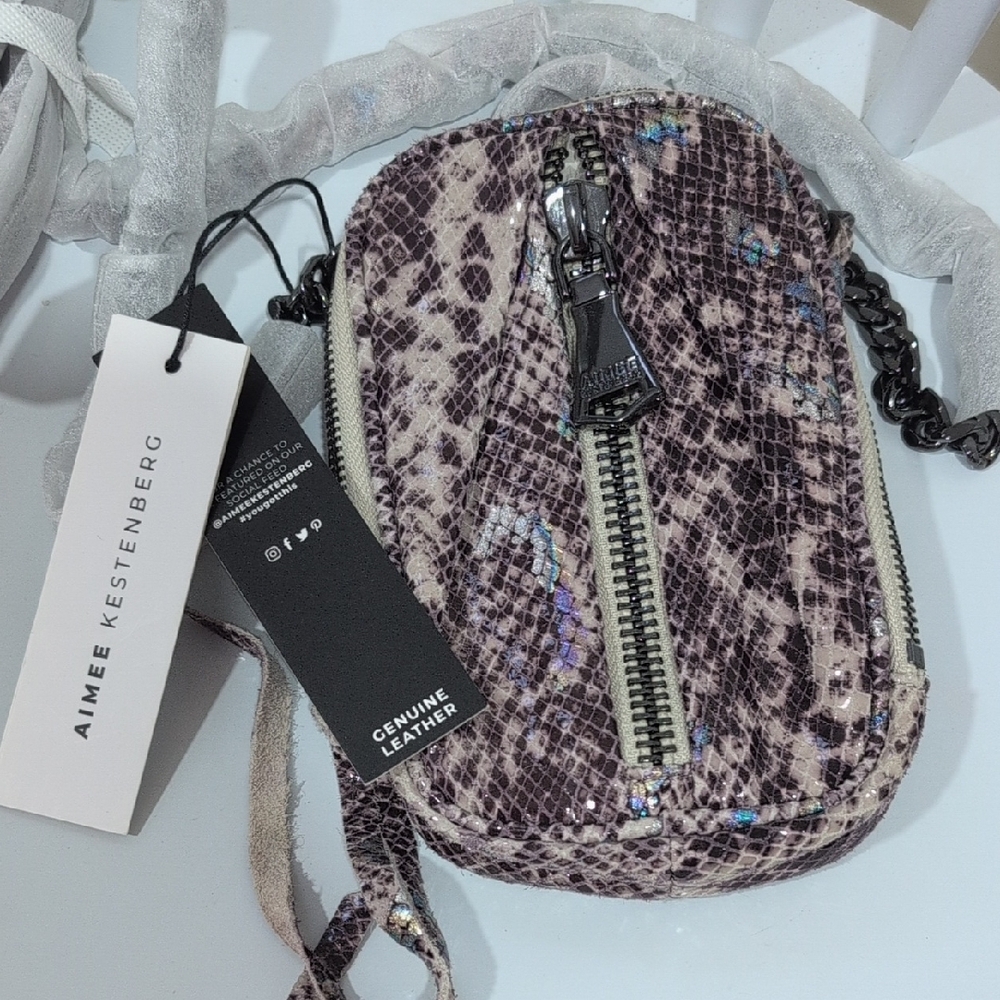 Aimee Kestenberg Snake Print Leather Crossbody Bag